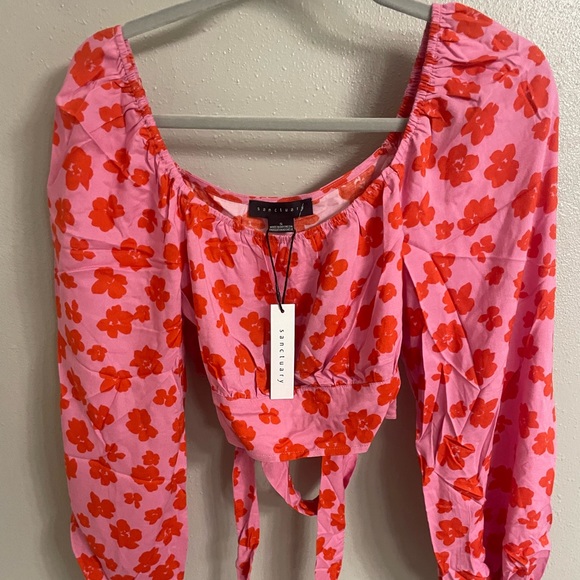 Sanctuary Going Solo Crop Tie Top in Cherry Kiss - Picture 5 of 5